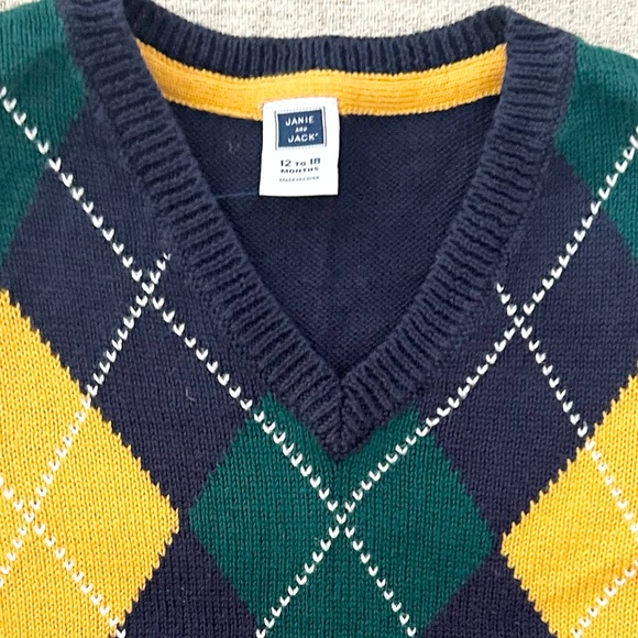 Janie and Jack Baby Boys Argyle Sweater Vest Size 12-18 Months - Picture 2 of 3